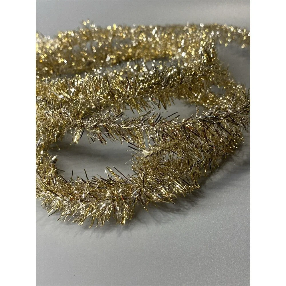 Christmas Feather Tree Tinsel Garland Strand 6' Gold & Silver Holiday Tree